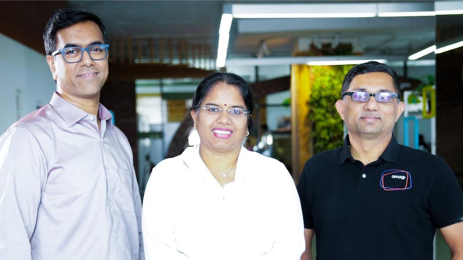 Amagi Founders - Left to Right - KA Srinivasan, Srividhya Srinivasan and Baskar Subramanian. Amagi Founders - Left to Right - KA Srinivasan, Srividhya Srinivasan and Baskar Subramanian.