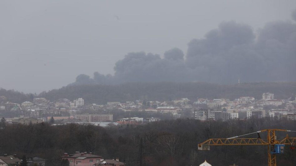 Smoke rises after an airstrike, as Russia's attack on Ukraine continues, in Lviv. (Reuters) Smoke rises after an airstrike, as Russia's attack on Ukraine continues, in Lviv. (Reuters)