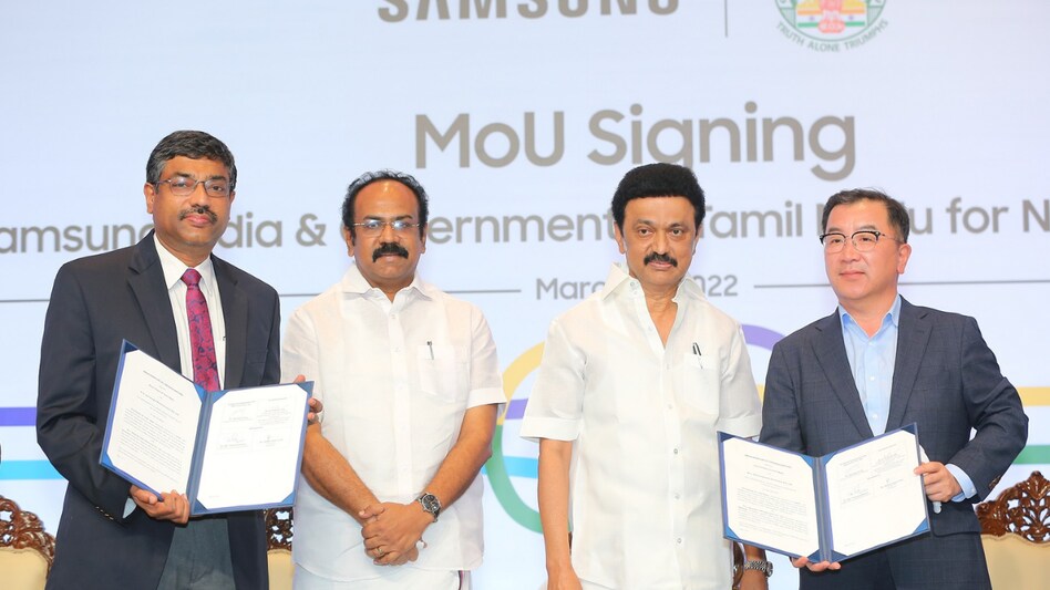 (From L-R) Thiru S Krishnan, Thiru Thangam Thennarasu, Thiru MK Stalin and Ken Kang (From L-R) Thiru S Krishnan, Thiru Thangam Thennarasu, Thiru MK Stalin and Ken Kang