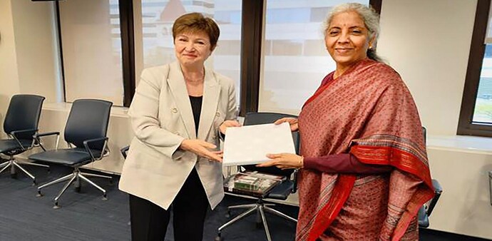 On Monday, she met the visiting Indian Finance Minister Nirmala Sitharaman. She said India already plays a very important international role. On Monday, she met the visiting Indian Finance Minister Nirmala Sitharaman. She said India already plays a very important international role.