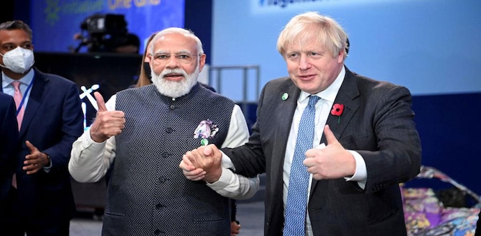Britain's Prime Minister Boris Johnson and Prime Minister Narendra Modi attend a session at the UN Climate Change Conference in Glasgow, Scotland, Britain, November 2, 2021. (Photo: Reuters) Britain's Prime Minister Boris Johnson and Prime Minister Narendra Modi attend a session at the UN Climate Change Conference in Glasgow, Scotland, Britain, November 2, 2021. (Photo: Reuters)
