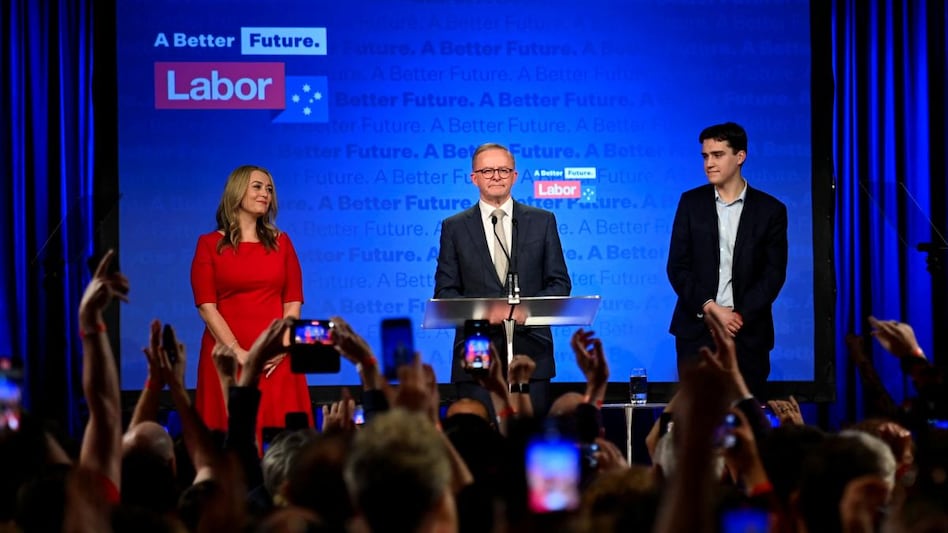 Anthony Albanese, leader of Australia's Labor Party is accompanied by his partner Jodie Haydon and son Nathan Albanese Anthony Albanese, leader of Australia's Labor Party is accompanied by his partner Jodie Haydon and son Nathan Albanese