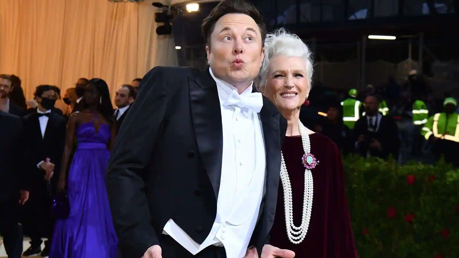 Elon Musk at Met Gala with his mother Maye Musk