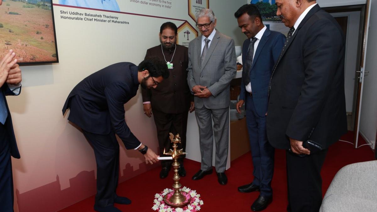 Maharashtra's Minister of Environment & Climate Change Aaditya Thackeray inaugurates pavillion at Davos (Photo: Subhash Desai) Maharashtra's Minister of Environment & Climate Change Aaditya Thackeray inaugurates pavillion at Davos (Photo: Subhash Desai)