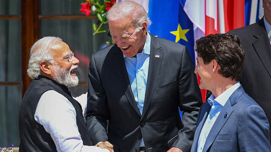 During the summit, there were moments of warm bonhomie between Prime Minister Narendra Modi, US President Joe Biden, Canadian Prime Minister Justin Trudeau and French President Emmanuel Macron. During the summit, there were moments of warm bonhomie between Prime Minister Narendra Modi, US President Joe Biden, Canadian Prime Minister Justin Trudeau and French President Emmanuel Macron.