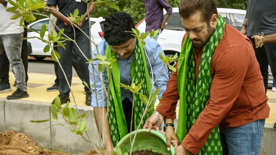 The actor called upon his fans and followers to join Green India Challenge and plant saplings on a large scale. The actor called upon his fans and followers to join Green India Challenge and plant saplings on a large scale.