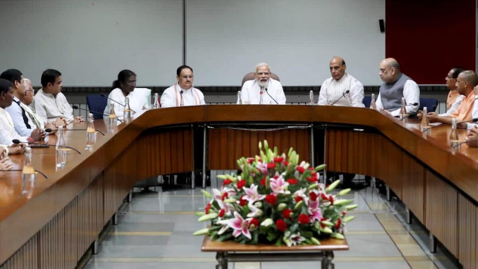 PM Modi with Defence Minister Rajnath Singh, Union Home Minister Amit Shah, BJP National President J P Nadda and NDA candidate Droupadi Murmu PM Modi with Defence Minister Rajnath Singh, Union Home Minister Amit Shah, BJP National President J P Nadda and NDA candidate Droupadi Murmu