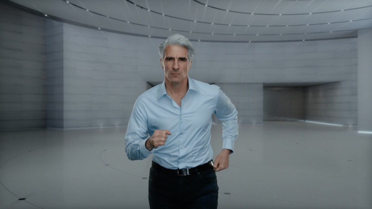 Craig Federighi was dashing through the halls of Apple Park like a superhero, or it seemed like he was.