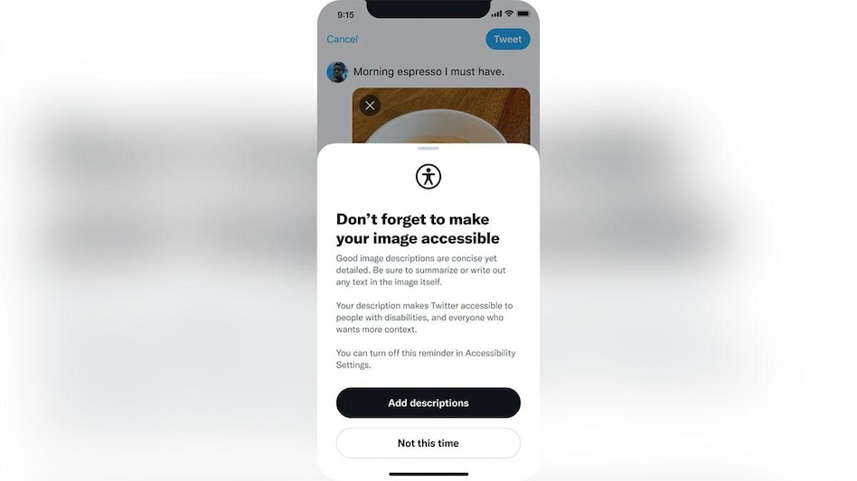 The alt text alert is going to be an opt-in feature and users will be able to turn it on or off from their settings The alt text alert is going to be an opt-in feature and users will be able to turn it on or off from their settings