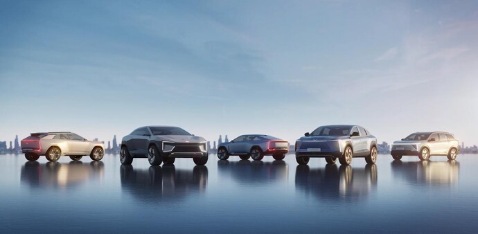 The company also showcased five e-SUVs under these new brands: the XUV.e8, XUV.e9, BE.05, BE.07 and BE.09. The company also showcased five e-SUVs under these new brands: the XUV.e8, XUV.e9, BE.05, BE.07 and BE.09.