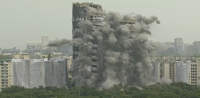 Noida's Supertech twin towers demolished Noida's Supertech twin towers demolished