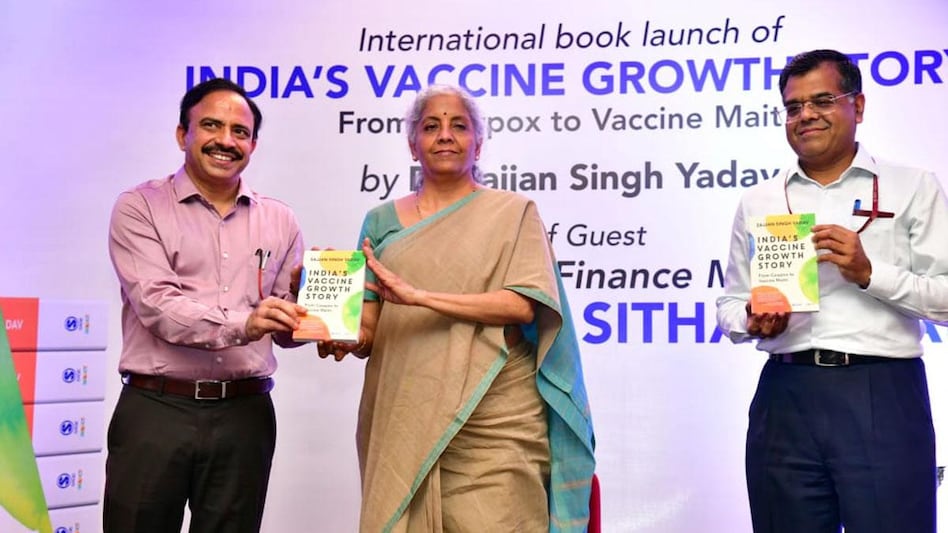 Finance Minister Nirmala Sitharaman launches Dr Sajjan Yadav's book on India's vaccination history Finance Minister Nirmala Sitharaman launches Dr Sajjan Yadav's book on India's vaccination history