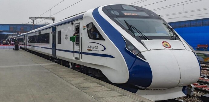 The first Vande Bharat Express train, which was launched in February 2019, began its services on the New Delhi to Varanasi route. The first Vande Bharat Express train, which was launched in February 2019, began its services on the New Delhi to Varanasi route.