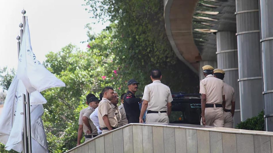 Gurugram's Leela Hotel: search underway by police officers (Photo: PTI) Gurugram's Leela Hotel: search underway by police officers (Photo: PTI)