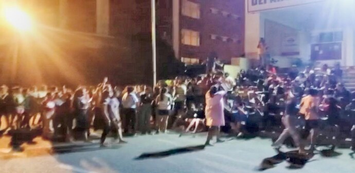 Chandigarh University's students protesting against college management Chandigarh University's students protesting against college management