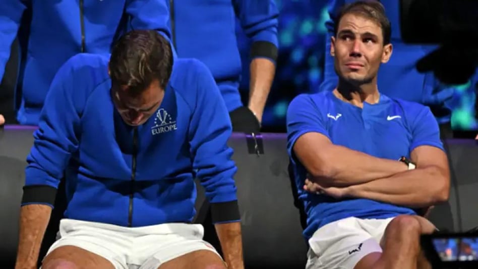 Roger Federer (left) and Rafael Nadal (right) after 2022 Laver Cup loss Roger Federer (left) and Rafael Nadal (right) after 2022 Laver Cup loss