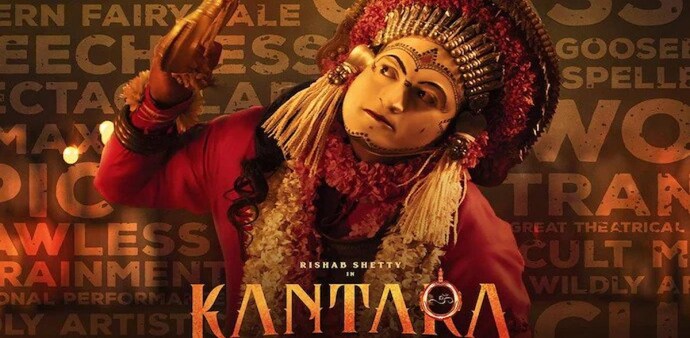 Kantara focuses on the man vs nature conflict and features Rishab Shetty in a double role. Kantara focuses on the man vs nature conflict and features Rishab Shetty in a double role.