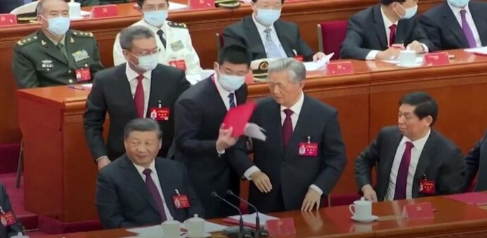 Hu Jintao was unexpectedly escorted out of the closing ceremony of a congress of the ruling Communist Party (Reuters) Hu Jintao was unexpectedly escorted out of the closing ceremony of a congress of the ruling Communist Party (Reuters)