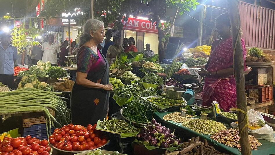 Finance Minister Nirmala Sitharaman visits a market in Chennai Finance Minister Nirmala Sitharaman visits a market in Chennai