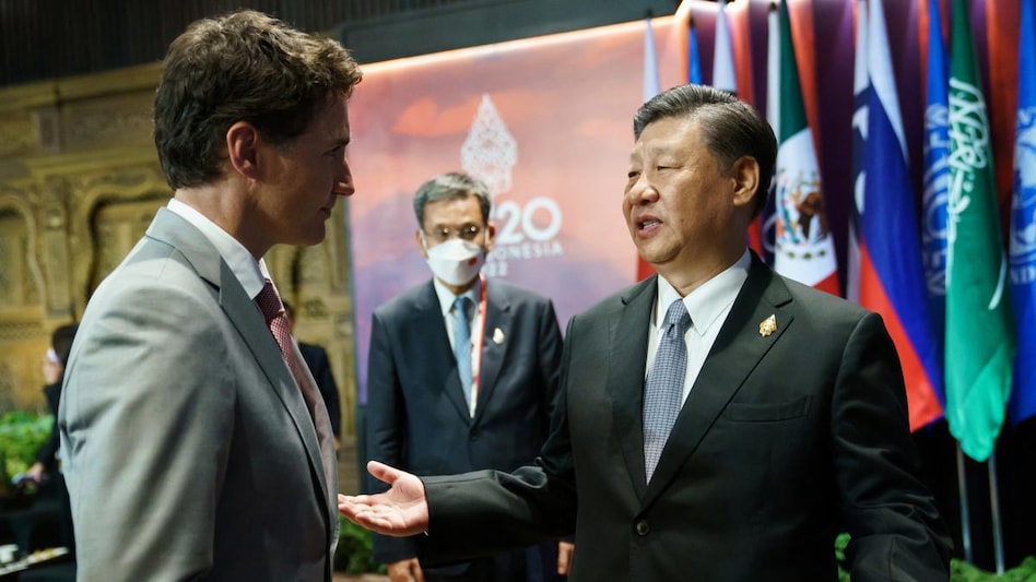 Canada's Prime Minister Justin Trudeau speaks with China's President Xi Jinping at the G20 Leaders' Summit in Bali Canada's Prime Minister Justin Trudeau speaks with China's President Xi Jinping at the G20 Leaders' Summit in Bali