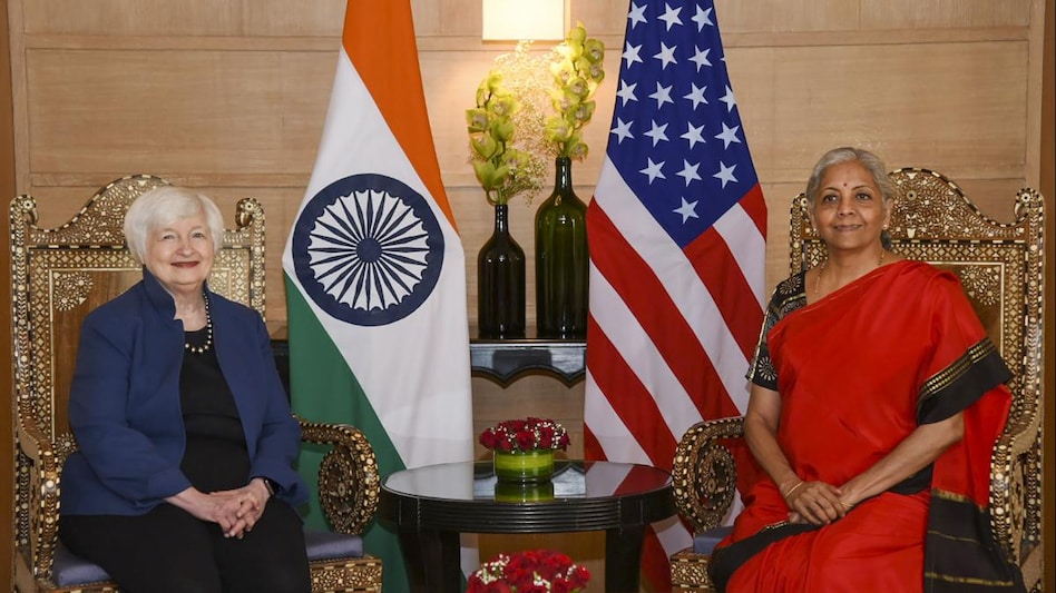 Finance Minister Nirmala Sitharaman with US Secretary of Treasury Janet L. Yellen. Finance Minister Nirmala Sitharaman with US Secretary of Treasury Janet L. Yellen.