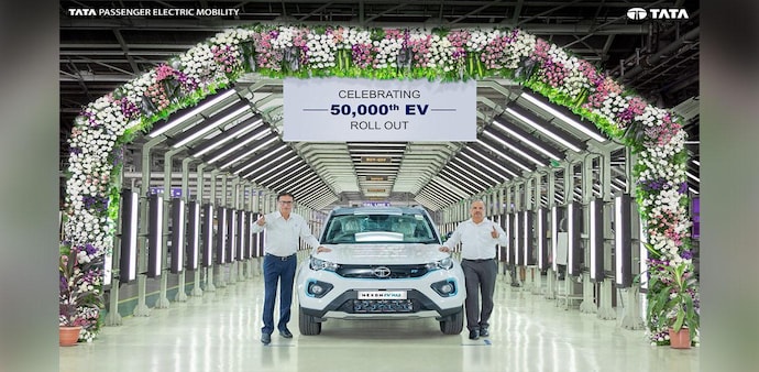 Earlier in the day, Tata Motors rolled out its 50,000th EV from the Pune facility. Earlier in the day, Tata Motors rolled out its 50,000th EV from the Pune facility.