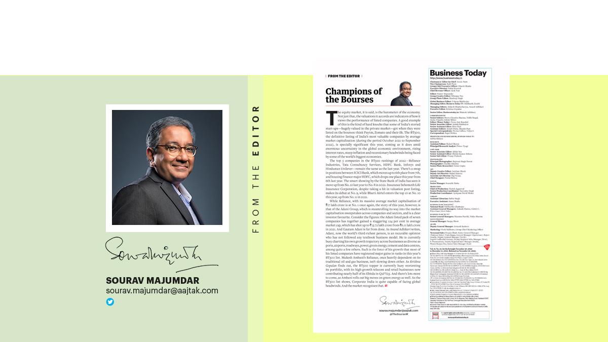 The BT500, the definitive listing of India’s most valuable companies by average market capitalisation (during the period October 2021 to September 2022), is specially significant this year. The BT500, the definitive listing of India’s most valuable companies by average market capitalisation (during the period October 2021 to September 2022), is specially significant this year.