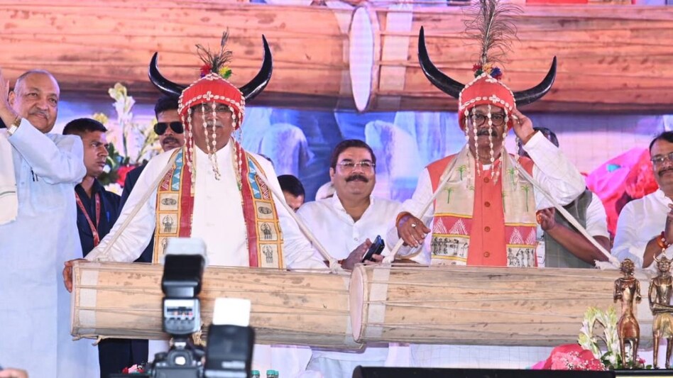 Chhattisgarh Chief Minister Bhupesh Baghel during the inauguration of National Tribal Dance Festival Chhattisgarh Chief Minister Bhupesh Baghel during the inauguration of National Tribal Dance Festival