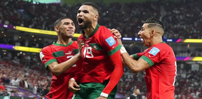 Youssef En-Nesyri’s towering header late in the first half gave first-time quarter-finalists Morocco a 1-0 lead Youssef En-Nesyri’s towering header late in the first half gave first-time quarter-finalists Morocco a 1-0 lead