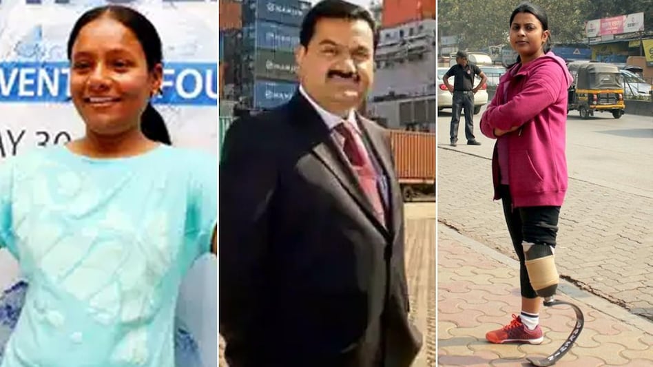 Gautam Adani (M) says Arunima Sinha (L) and Kiran Kanojia are the real heroes of naya India Gautam Adani (M) says Arunima Sinha (L) and Kiran Kanojia are the real heroes of naya India