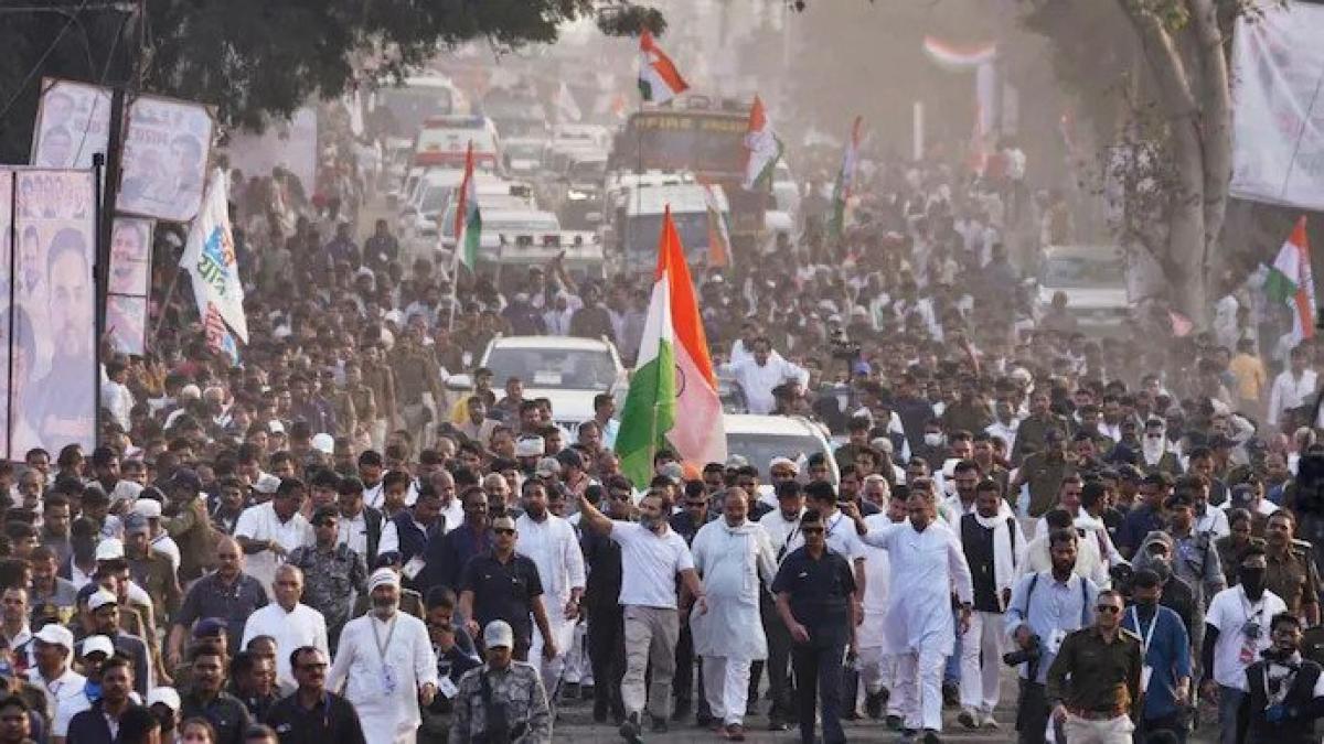 The yatra entered Delhi after the party was asked to ensure that Covid rules are strictly followed. The yatra entered Delhi after the party was asked to ensure that Covid rules are strictly followed.