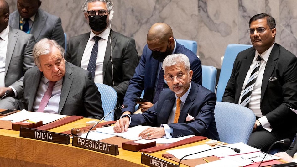 S Jaishankar at the UN Security Council open debate. Photo: Twitter/@DrSJaishankar S Jaishankar at the UN Security Council open debate. Photo: Twitter/@DrSJaishankar