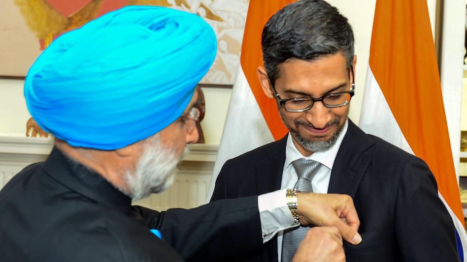 Google CEO Sundar Pichai with Taranjit Singh Sandhu, the Ambassador of India to the United States in San Francisco. (Photo: Twitter/@SandhuTaranjitS) Google CEO Sundar Pichai with Taranjit Singh Sandhu, the Ambassador of India to the United States in San Francisco. (Photo: Twitter/@SandhuTaranjitS)