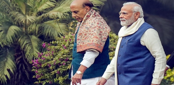 Defence Minister Rajnath Singh with Prime Minister Narendra Modi Defence Minister Rajnath Singh with Prime Minister Narendra Modi