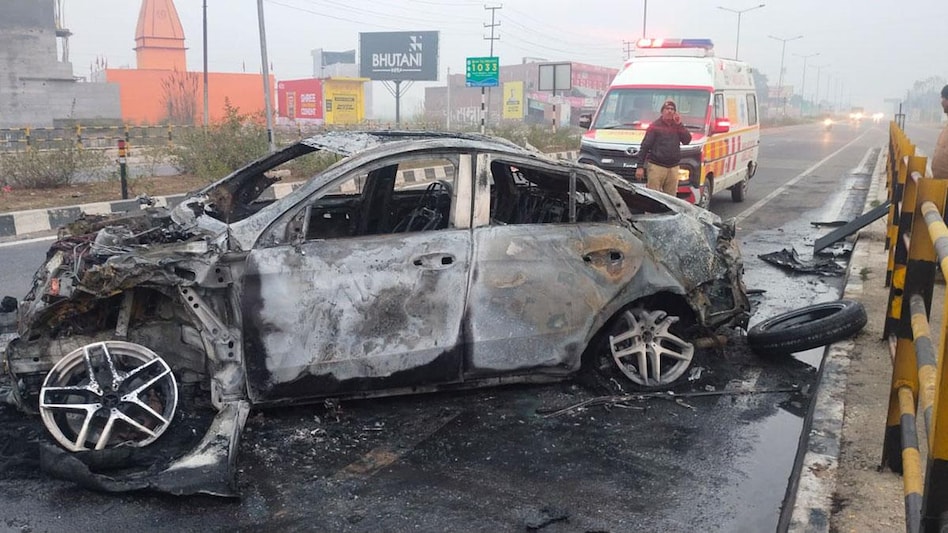 Rishabh Pant's car after the accident Rishabh Pant's car after the accident