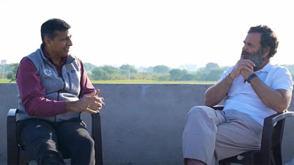The conversation between Raghuram Rajan and Rahul Gandhi was held hours after Rajan joined him in the Bharat Jodo Yatra on Wednesday. (Image: YouTube) The conversation between Raghuram Rajan and Rahul Gandhi was held hours after Rajan joined him in the Bharat Jodo Yatra on Wednesday. (Image: YouTube)