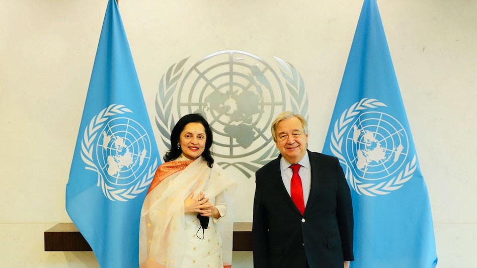 Ruchira Kamboj with Secretary-General of the UN, Antonio Guterres Ruchira Kamboj with Secretary-General of the UN, Antonio Guterres