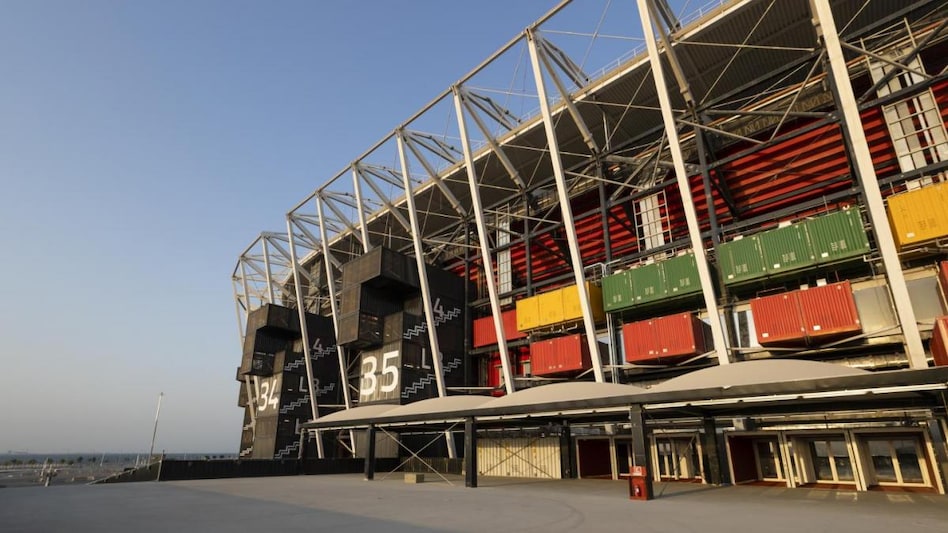 The sustainable stadium is made with multicoloured containers used as building blocks and is the only stadium that isn’t air-conditioned. The sustainable stadium is made with multicoloured containers used as building blocks and is the only stadium that isn’t air-conditioned.