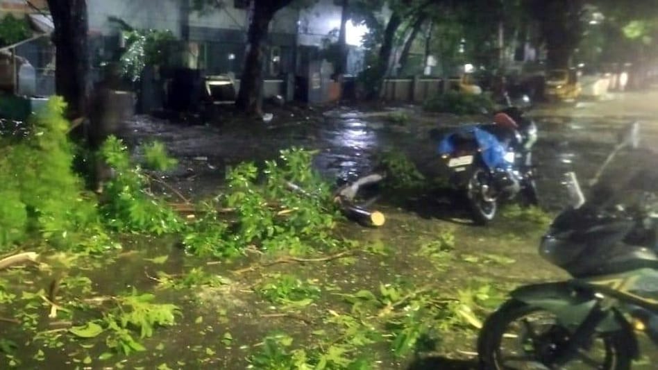 Cyclone Mandous triggered heavy rainfall in Chennai, which has left major roads and low-lying areas waterlogged with trees uprooted Cyclone Mandous triggered heavy rainfall in Chennai, which has left major roads and low-lying areas waterlogged with trees uprooted