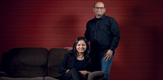 The data miners: Neha Singh and Abhishek Goyal (standing), Co-founders of Tracxn The data miners: Neha Singh and Abhishek Goyal (standing), Co-founders of Tracxn