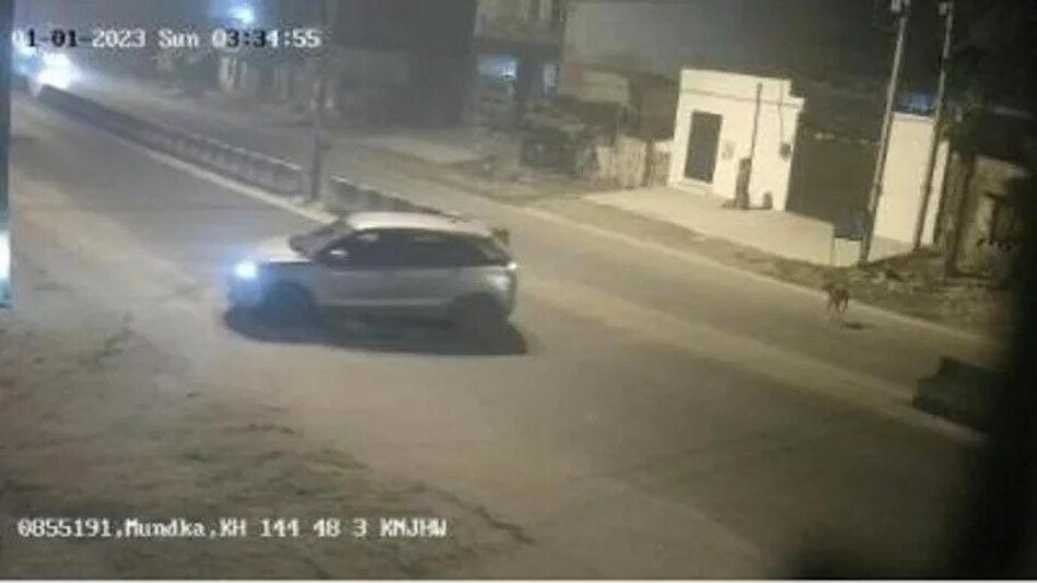 A screengrab of CCTV footage showing road accident in Delhi A screengrab of CCTV footage showing road accident in Delhi