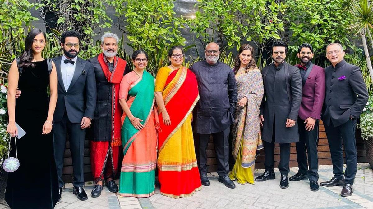 Golden Globes 2023: Jr NTR, Rajamouli, and Ram Charan with their partners and the team of RRR Golden Globes 2023: Jr NTR, Rajamouli, and Ram Charan with their partners and the team of RRR