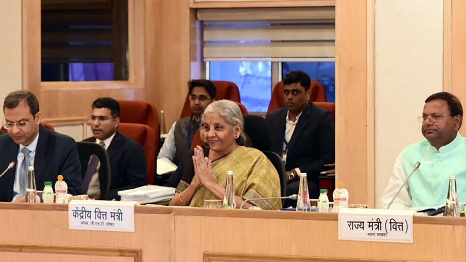 Finance Minister Nirmala Sitharaman at the GST Council meet on Saturday Finance Minister Nirmala Sitharaman at the GST Council meet on Saturday