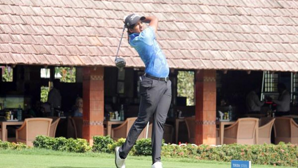 Day three leader Aryan Roopa Anand of Bangalore in action on the Tollygunge Club course in Kolkata on Thursday. Image courtesy PGTI Day three leader Aryan Roopa Anand of Bangalore in action on the Tollygunge Club course in Kolkata on Thursday. Image courtesy PGTI