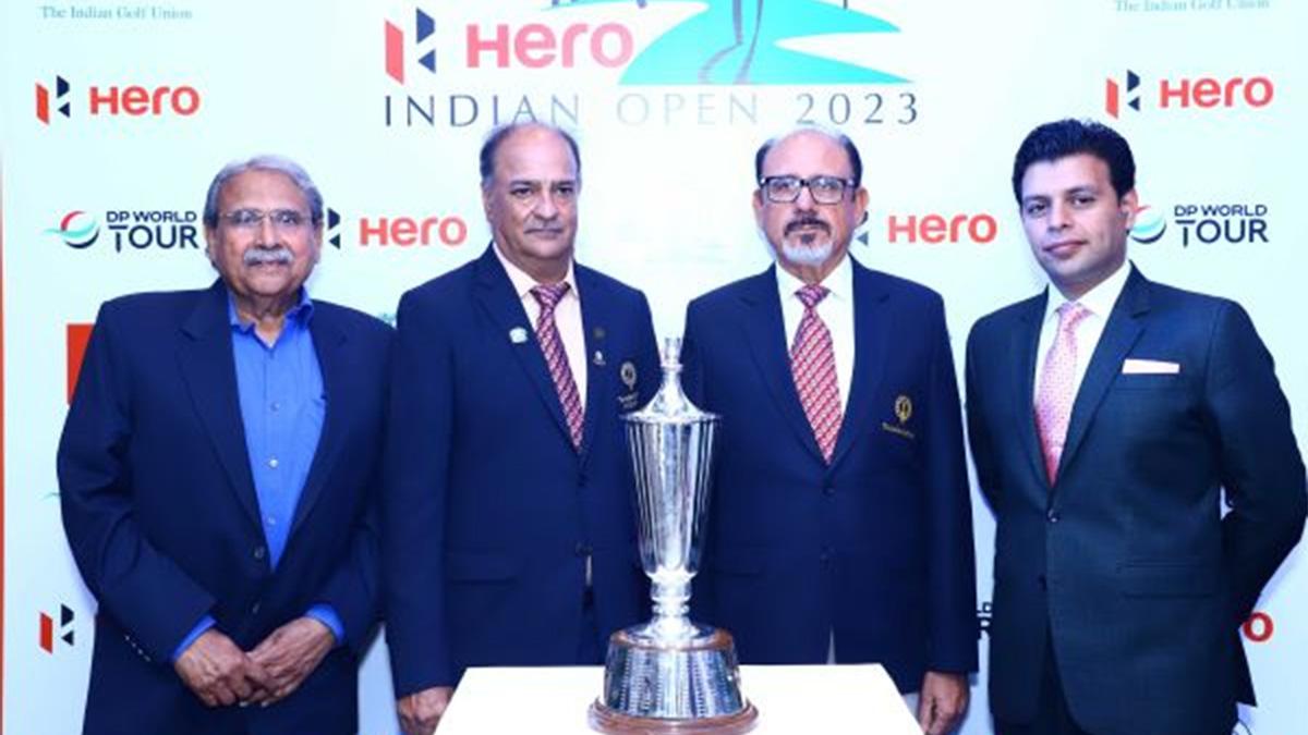 Hero MotoCorp sports advisor J. Narain, (from left to right), Indian Golf Union president Brijinder Singh, Hero Indian Open committee chairman S.K. Sharma and Tusch Daroga of DLF Golf with the Hero Indian Open trophy at New Delhi on Thursday Hero MotoCorp sports advisor J. Narain, (from left to right), Indian Golf Union president Brijinder Singh, Hero Indian Open committee chairman S.K. Sharma and Tusch Daroga of DLF Golf with the Hero Indian Open trophy at New Delhi on Thursday