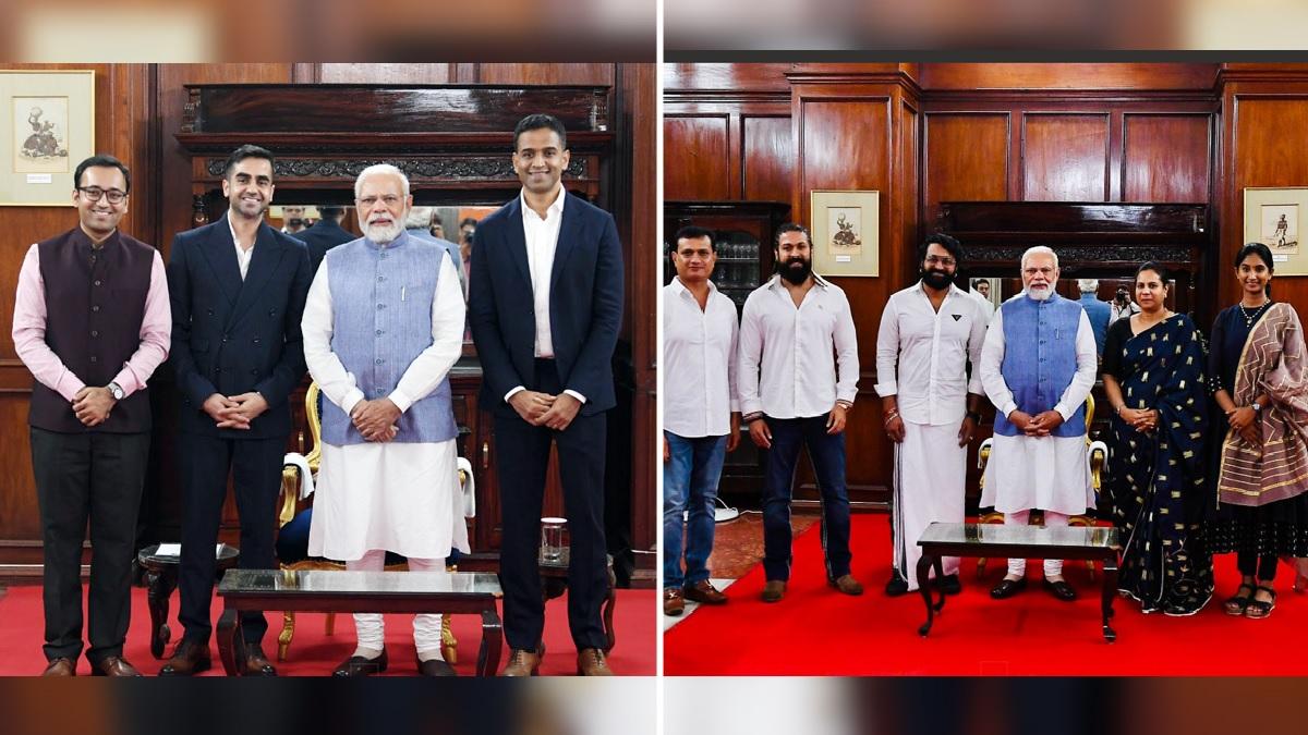 PM Modi meets Zerodha's Kamath brothers, KGF actor Yash, Kantara's Rishab Shetty PM Modi meets Zerodha's Kamath brothers, KGF actor Yash, Kantara's Rishab Shetty