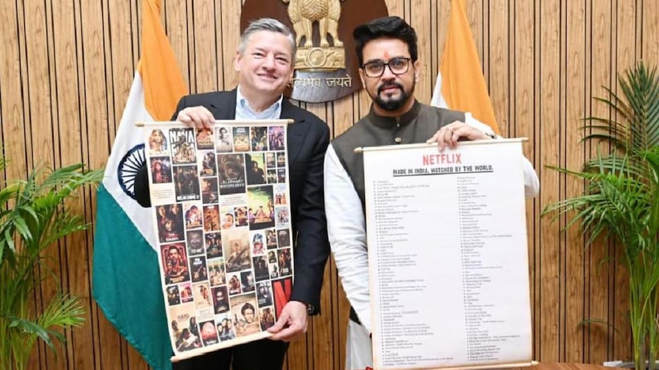 Netflix co-CEO Ted Sarandos with I&B Minister Anurag Thakur Netflix co-CEO Ted Sarandos with I&B Minister Anurag Thakur