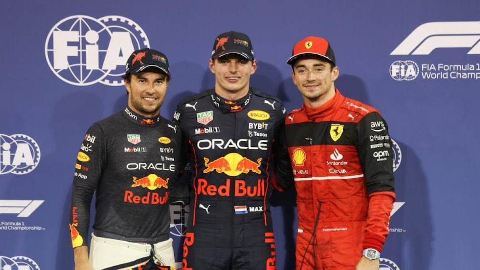 (L-R) Sergio Perez, Max Verstappen, Charles Leclerc (L-R) Sergio Perez, Max Verstappen, Charles Leclerc