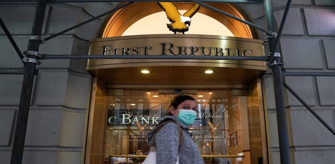 A person walks past the Park Avenue location of the First Republic Bank A person walks past the Park Avenue location of the First Republic Bank