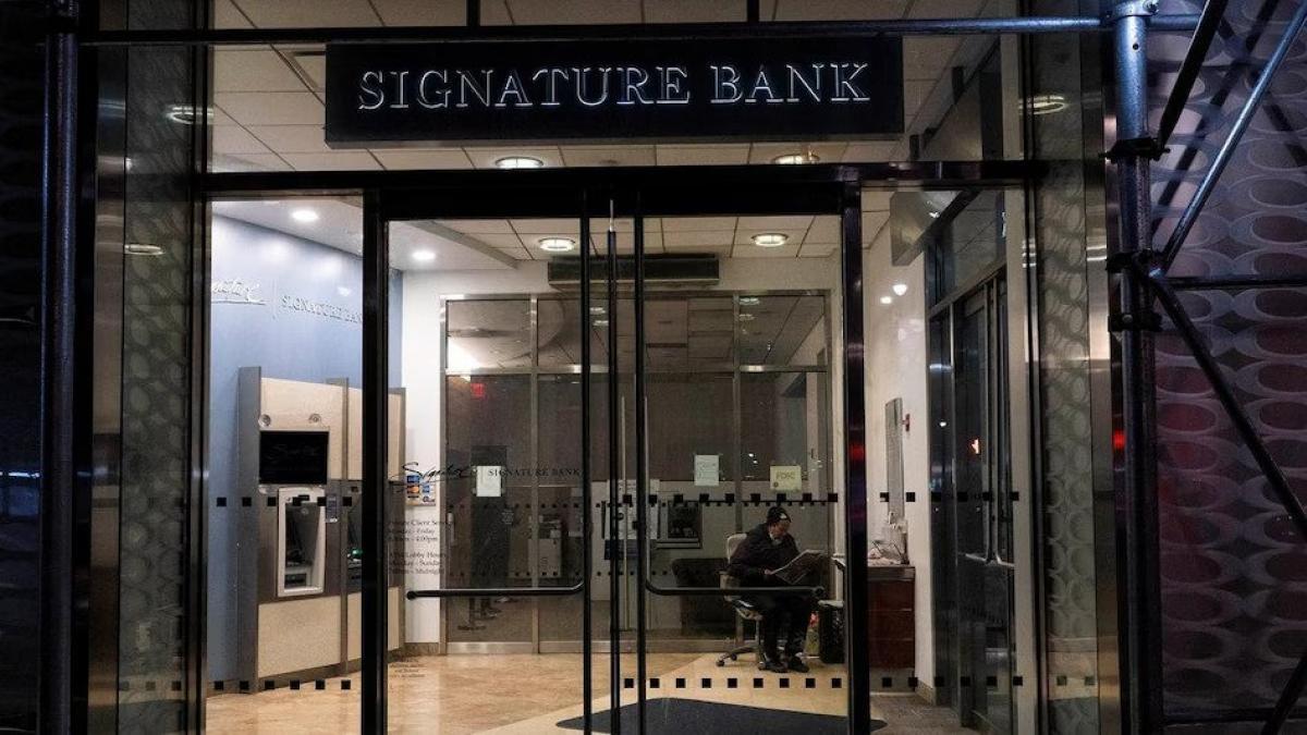 New York’s Signature Bank was also seized by regulators on Sunday. New York’s Signature Bank was also seized by regulators on Sunday.